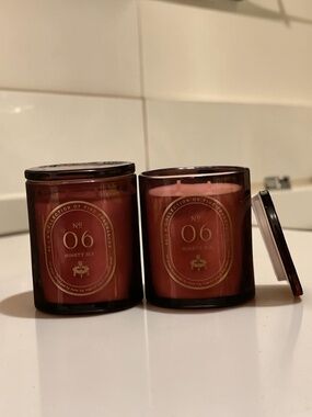 DW Home Ninety Six No 06 Candle Set 2 Amber Glass Luxury Scented Candles